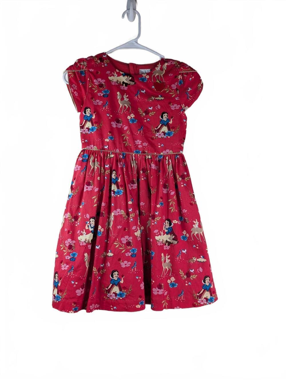 Disney Parks Store Girls Red Snow White & Bambi Pattern Dress Size 7/8